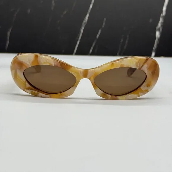 NEW VALENTINO VLS-178D HAVANA IVORY OVAL SUNGLASSES VALENTINO